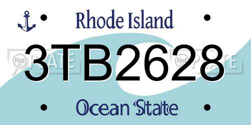 3TB2628 Rhode Island License Plate