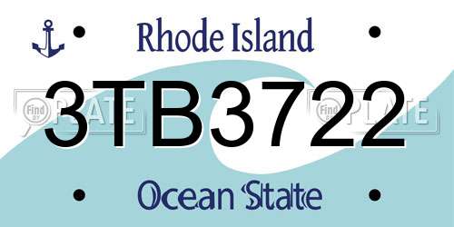 3TB3722 Rhode Island License Plate