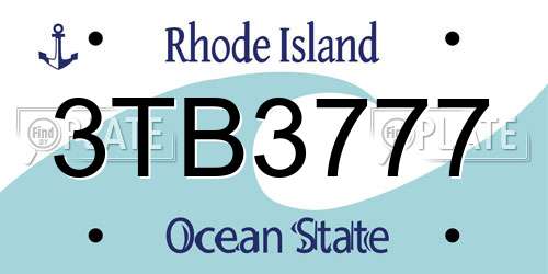 3TB3777 Rhode Island License Plate