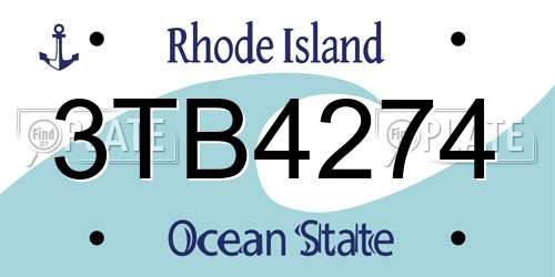 3TB4274 Rhode Island License Plate