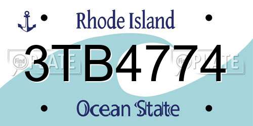 3TB4774 Rhode Island License Plate