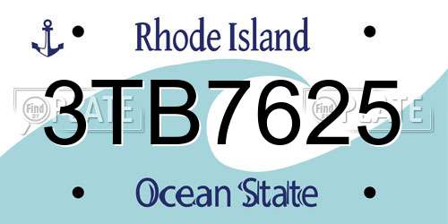 3TB7625 Rhode Island License Plate