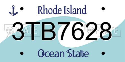 3TB7628 Rhode Island License Plate
