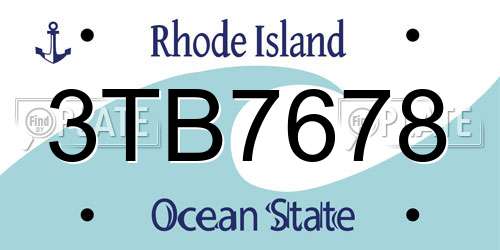 3TB7678 Rhode Island License Plate