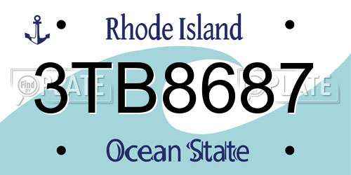 3TB8687 Rhode Island License Plate