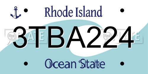 3TBA224 Rhode Island License Plate