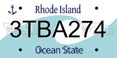 3TBA274 Rhode Island License Plate
