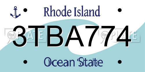 3TBA774 Rhode Island License Plate