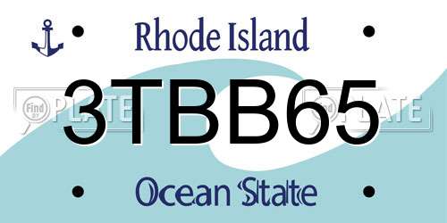 3TBB65 Rhode Island License Plate