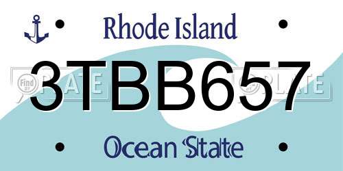 3TBB657 Rhode Island License Plate