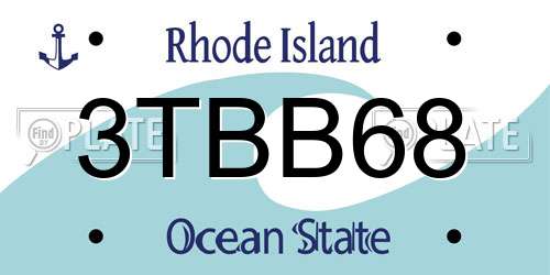 3TBB68 Rhode Island License Plate
