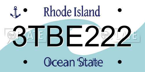 3TBE222 Rhode Island License Plate