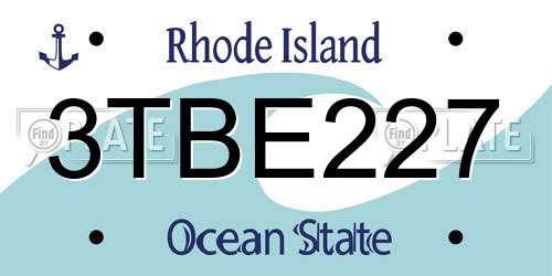 3TBE227 Rhode Island License Plate