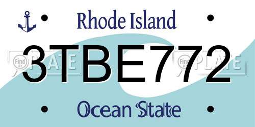 3TBE772 Rhode Island License Plate