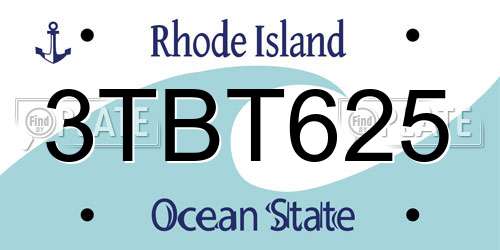 3TBT625 Rhode Island License Plate