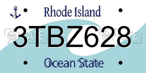3TBZ628 Rhode Island License Plate