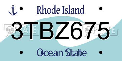 3TBZ675 Rhode Island License Plate