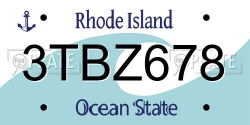 3TBZ678 Rhode Island License Plate