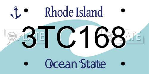 3TC168 Rhode Island License Plate