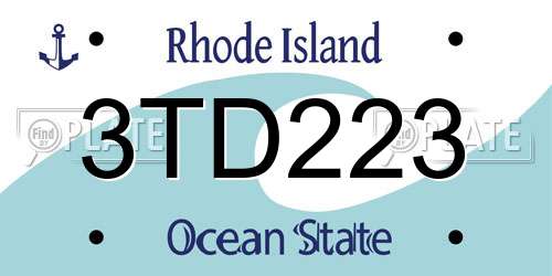 3TD223 Rhode Island License Plate