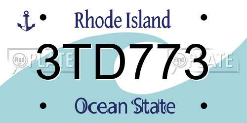 3TD773 Rhode Island License Plate