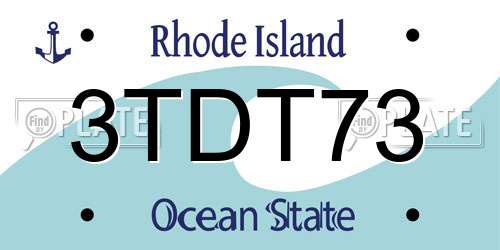 3TDT73 Rhode Island License Plate