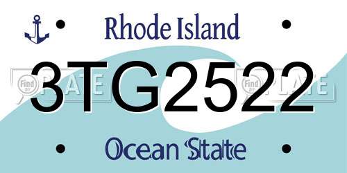 3TG2522 Rhode Island License Plate