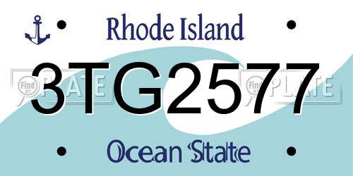 3TG2577 Rhode Island License Plate