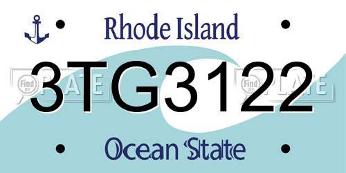 3TG3122 Rhode Island License Plate