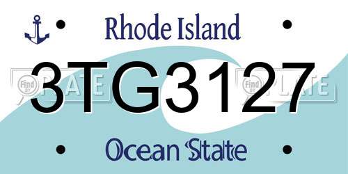 3TG3127 Rhode Island License Plate