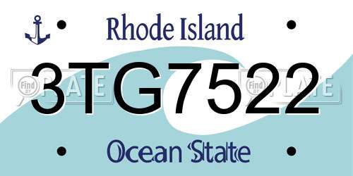 3TG7522 Rhode Island License Plate