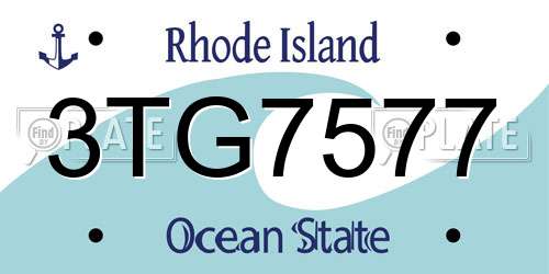 3TG7577 Rhode Island License Plate