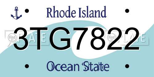 3TG7822 Rhode Island License Plate
