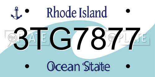 3TG7877 Rhode Island License Plate