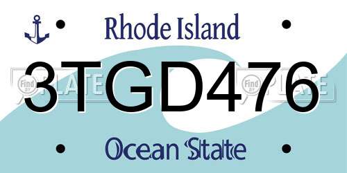 3TGD476 Rhode Island License Plate