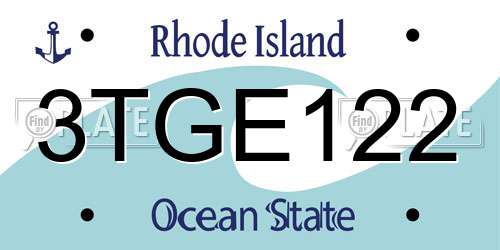 3TGE122 Rhode Island License Plate