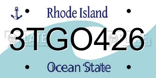 3TGO426 Rhode Island License Plate