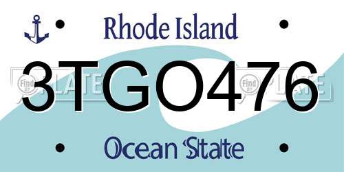 3TGO476 Rhode Island License Plate