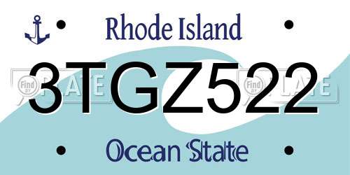 3TGZ522 Rhode Island License Plate