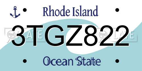 3TGZ822 Rhode Island License Plate