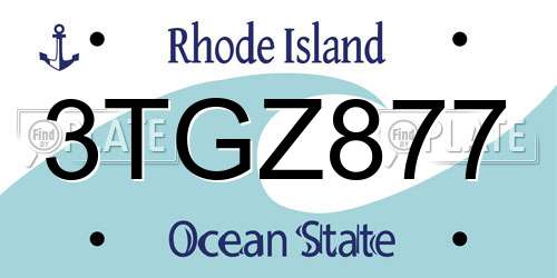 3TGZ877 Rhode Island License Plate