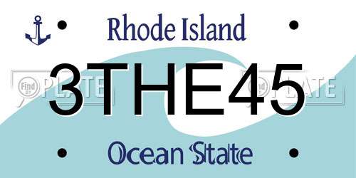 3THE45 Rhode Island License Plate