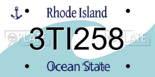 3TI258 Rhode Island License Plate
