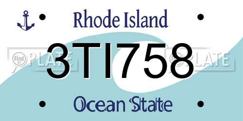 3TI758 Rhode Island License Plate