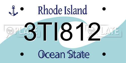 3TI812 Rhode Island License Plate