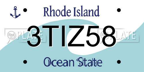 3TIZ58 Rhode Island License Plate