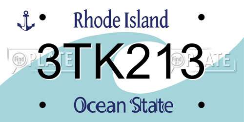 3TK213 Rhode Island License Plate