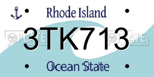 3TK713 Rhode Island License Plate