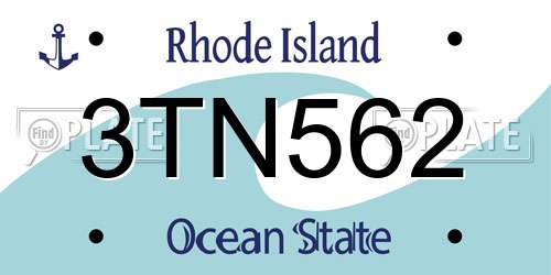3TN562 Rhode Island License Plate
