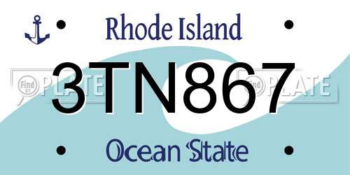 3TN867 Rhode Island License Plate
